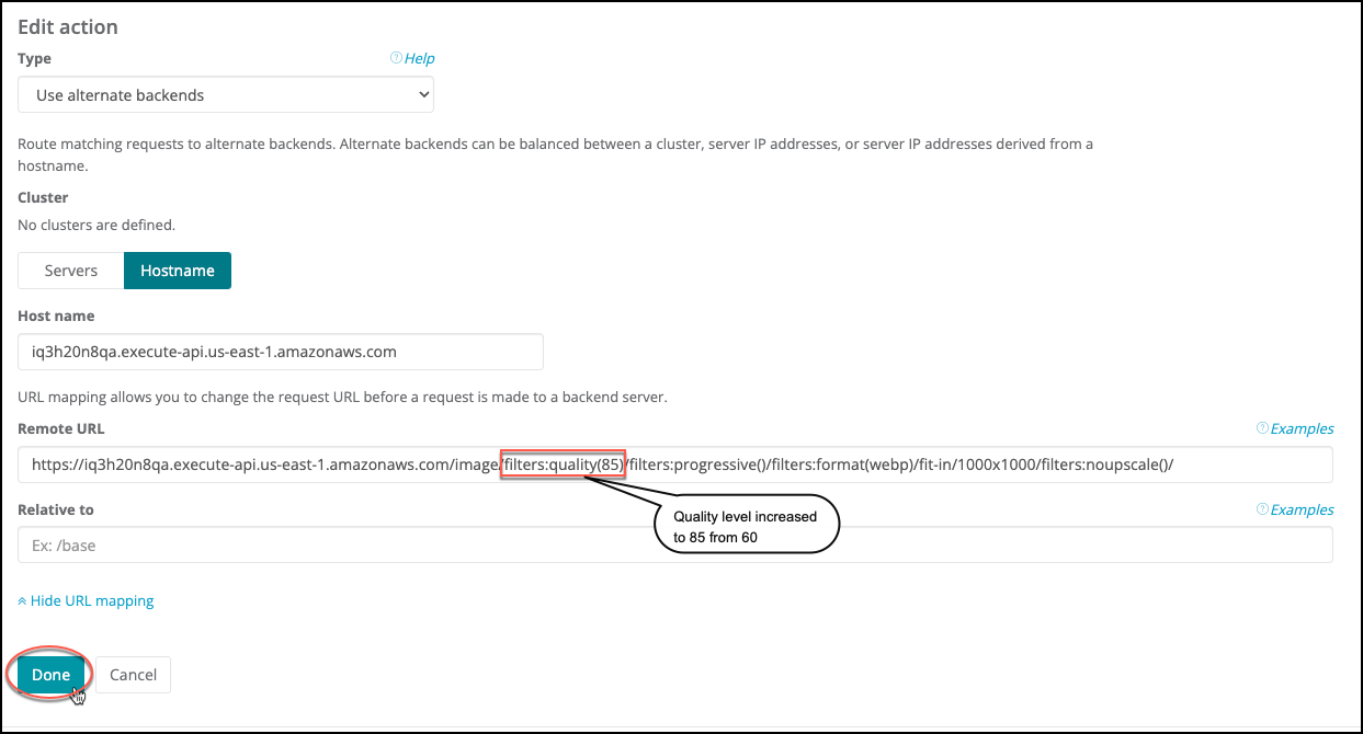 Click Done when finishing modifying filters